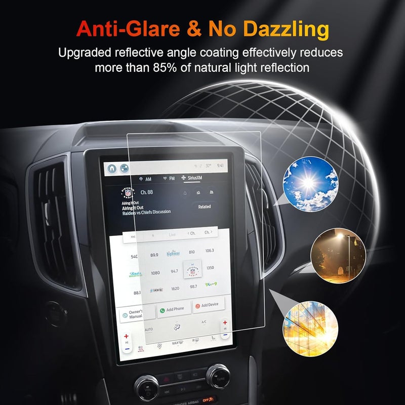 BSTW for 2024 Ford Edge Screen Protector for 2021-2024 Edge SE/SEL/ST/ST-Line/Titanium SYNC 4A 12-In Touchscreen 2024 Edge Accessories Anti-Fingerprint & Glare Tempered Glass Film (Edge 12-In Matte) - Image 2